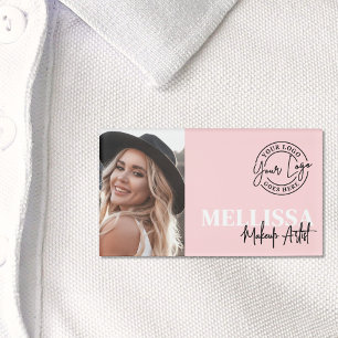 Badge D'identification Logo photo rose poudré