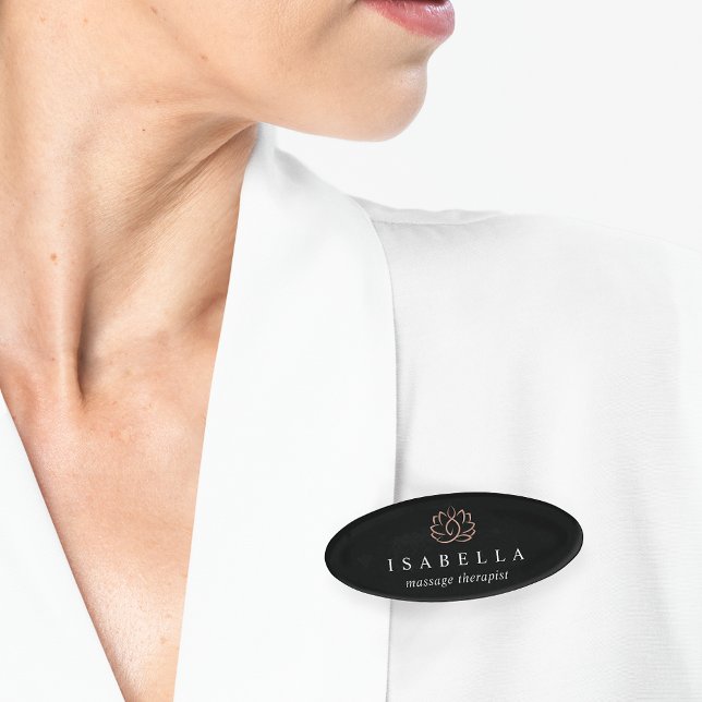 Badge D'identification Logo rose Gold Lotus | Employé Spa (Créateur téléchargé)