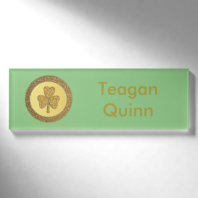 Badge D'identification Lucky Irish Shamrock Gold Coin personnalisé (Devant)