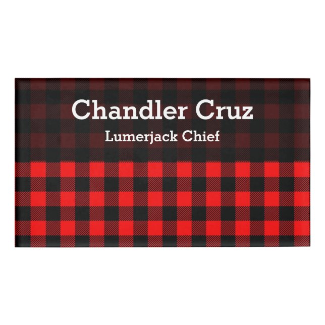 Badge D'identification Lumberjack Style - tissu rouge + vos idées (Devant)