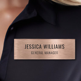 Badge D'identification Luxury Faux Brushed Rose Gold Professional Modern
