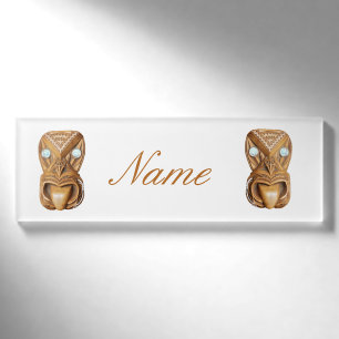 Badge D'identification Maori sculptée Tiki Face Thunder_Cove