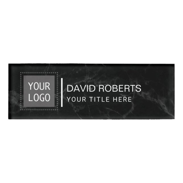 Badge D'identification Marbre foncé moderne de logo fait sur commande (Devant)