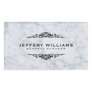 Badge D'identification Marbre gris Imprimer Flèches noires Cadre