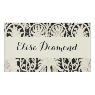 Badge D'identification Mariage Antique Dentelle Lin Blanc Classique Joli