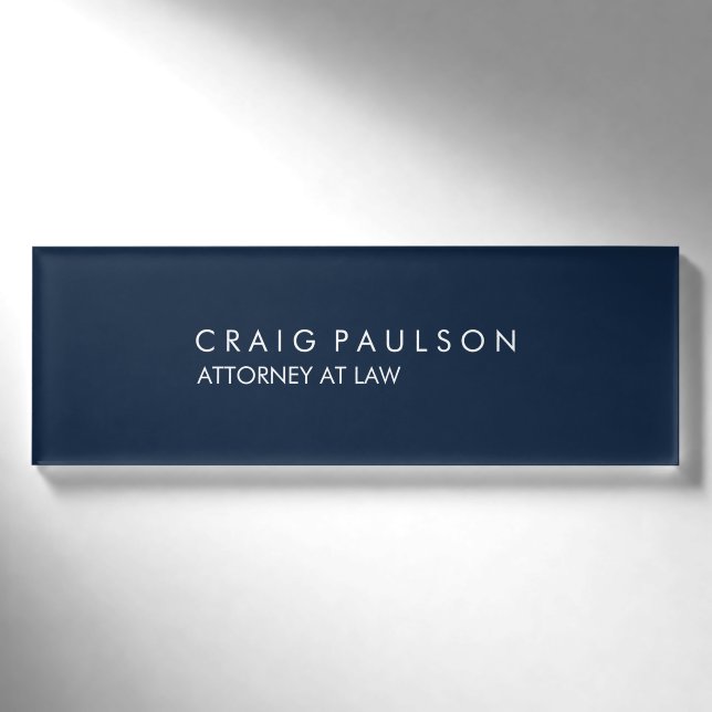 Badge D'identification Marine Blue Elegant Plain Professionnel (Devant)