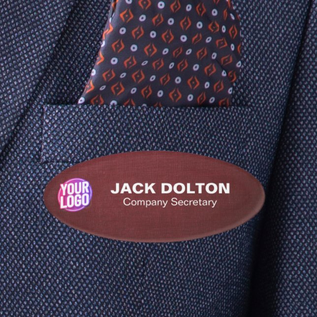 Badge D'identification Marque avec un sourire : Logo personnalisé ou phot (Custom Logo or Photo Employee Job Title & Name Tag)