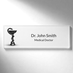 Badge D'identification Médicale Snake Bowl Black Hygieia White Caduceus