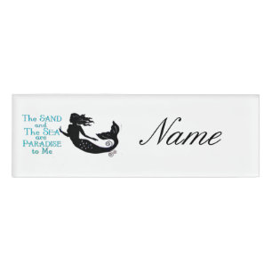 Badge D'identification Mermaid de plage de sable et de mer Thunder_Cove