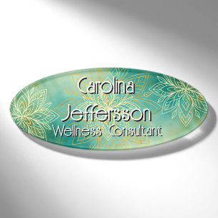 Badge D'identification Mindfulness Wellness Consultant Zen Lotus Turquois