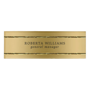 Badge D'identification Mini brillant or et rayures noires