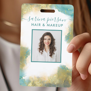 Badge d'identification moderne aquarelle liquide s