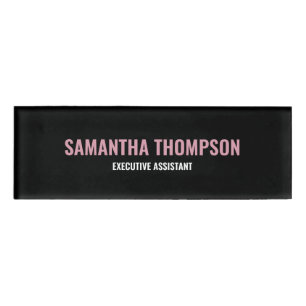 Badge D'identification Moderne Chic rose, blanc et noir