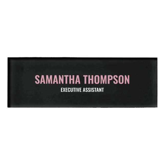 Badge D'identification Moderne Chic rose, blanc et noir (Devant)