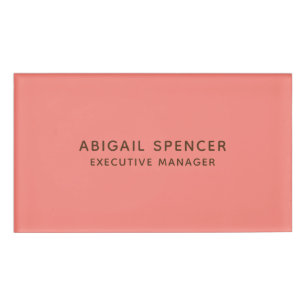 Badge D'identification Moderne Classy Professionnel Coral Rose