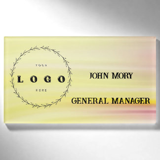 Badge D'identification moderne Élégant Nom personnalisé Titre Employé