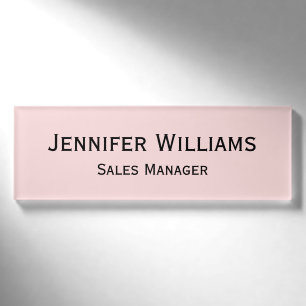 Badge D'identification Moderne Pastel Pink Professionnel Exécutif Magnéti