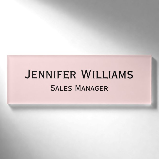 Badge D'identification Moderne Pastel Pink Professionnel Exécutif Magnéti (Devant)