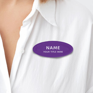 Badge D'identification Moderne Personnalisé Simple Basic Minimal Purple T