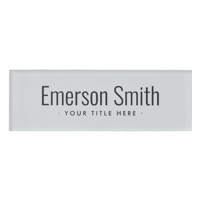 Badge D'identification Moderne professionnel gris clair magnétique (Devant)