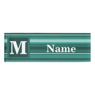 Badge D'identification Monogramme bandes turquoises