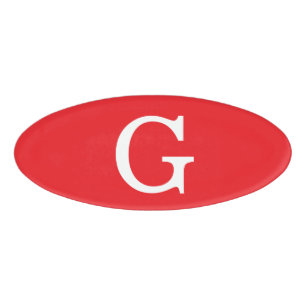Badge D'identification Monogramme de lettre initiale rouge blanc simple