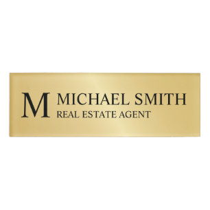 Badge D'identification Monogramme et nom personnalisés Gold Professional