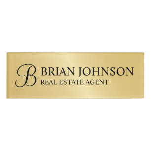 Badge D'identification Monogramme et nom personnalisés Gold Professional