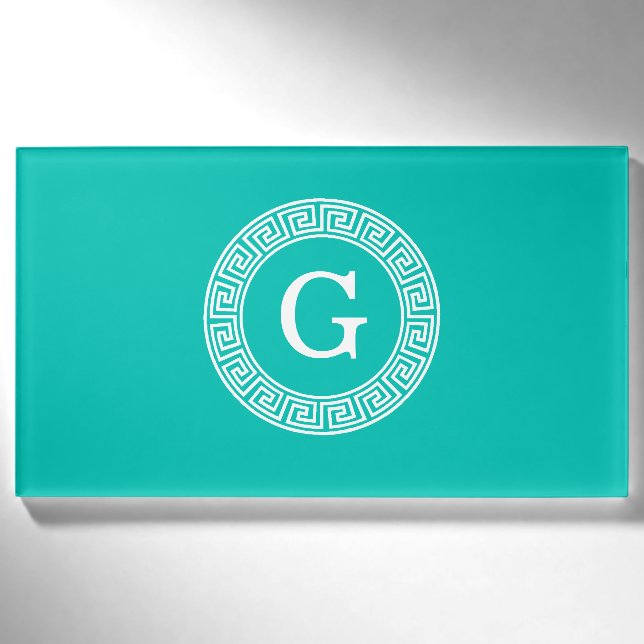 Badge D'identification Monogramme initial turquoise Wht Key grecque (Devant)