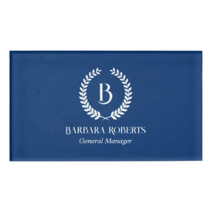 Badge D'identification Monogramme personnalisé de la couronne de laurier 