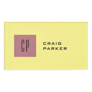 Badge D'identification Monogramme Professionnel Rose clair or couleur jau