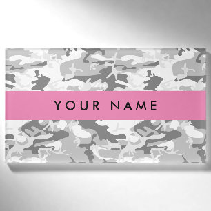 Badge D'identification Motif camouflage neige hivernale gris Personnalise