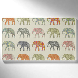 Badge D'identification Motif contemporain d'éléphant animal coloré