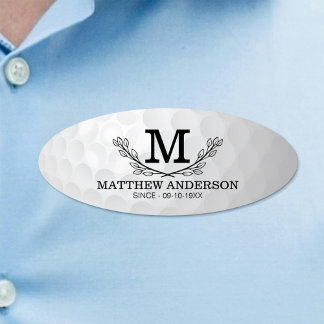 Badge D'identification Motif de balle de golf personnalisé Nom Monogramme