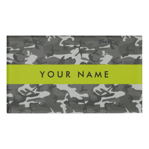 Badge D'identification Motif de camouflage gris, Votre nom, Personnaliser