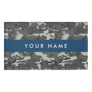 Badge D'identification Motif de camouflage gris, Votre nom, Personnaliser
