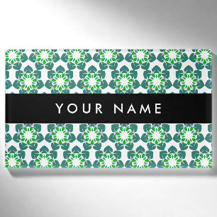 Badge D'identification Motif de feuille, feuilles vertes, votre nom