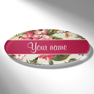 Badge D'identification Motif de fleurs tropical de ketmie