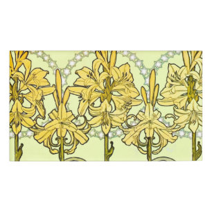 Badge D'identification Motif de lys Art nouveau d'Alphonse Mucha vintage