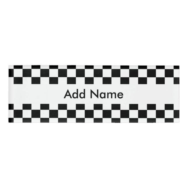 Badge D'identification Motif de tableau de bord noir et blanc (Devant)