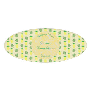 Badge D'identification Motif Feuille d'ananas et de palmiers tropicaux d'