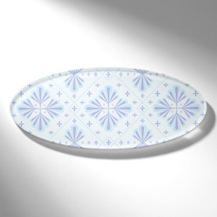 Badge D'identification Motif géométrique floral bleu pastel répétitif 
