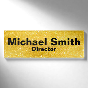 Badge D'identification Motif PURE GOLD SPARKLES + votre nom / photo
