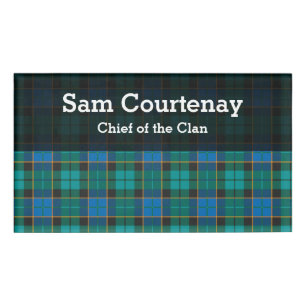 Badge D'identification Motif Tartan plaids - bleu traditionnel vert