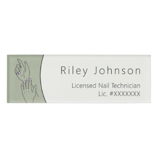 Badge D'identification Nail Technician ID Name Tag Licensed Nail Tech 