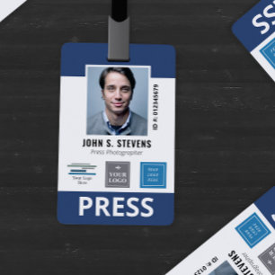 Badge d'identification Navy Blue 3 Logos Press