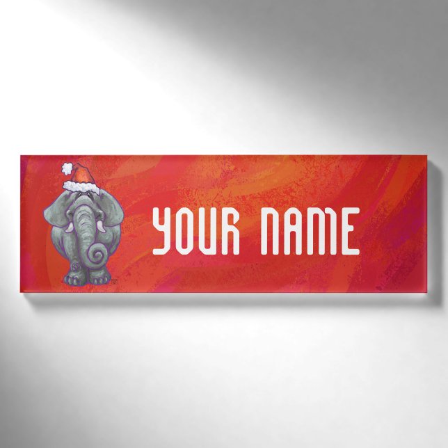 Badge D'identification Noël des éléphants en rouge (Devant)