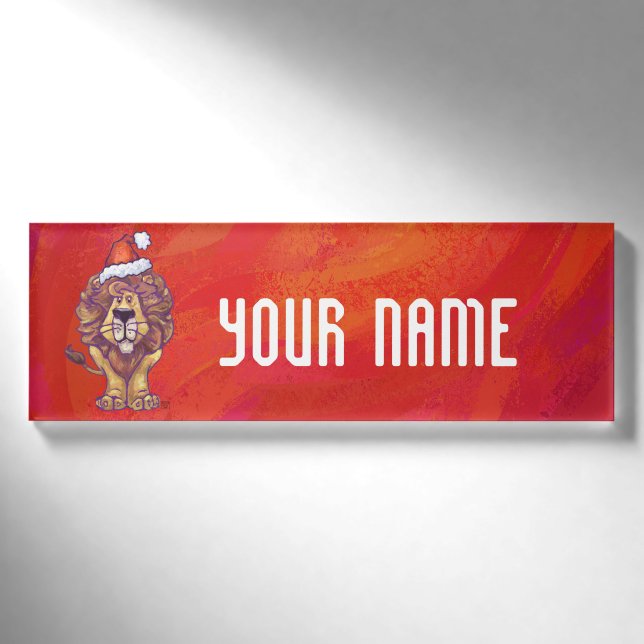 Badge D'identification Noël du lion en rouge (Devant)