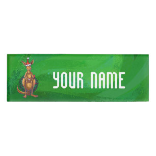 Badge D'identification Noël Kangaroo sur le dos vert peint