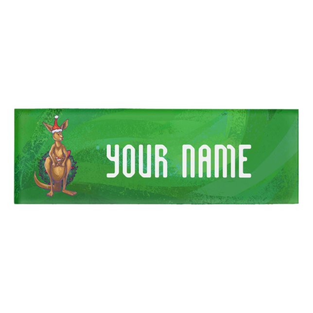 Badge D'identification Noël Kangaroo sur le dos vert peint (Devant)
